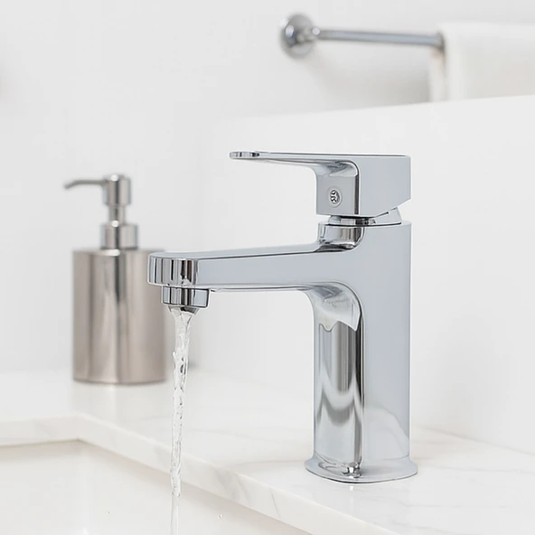 Krom Lavabo Bataryası Paslanmaz Gövde Tek Kollu Sıcak Soğuk Su Ayarlı Şık Modern Musluk - Resim 7