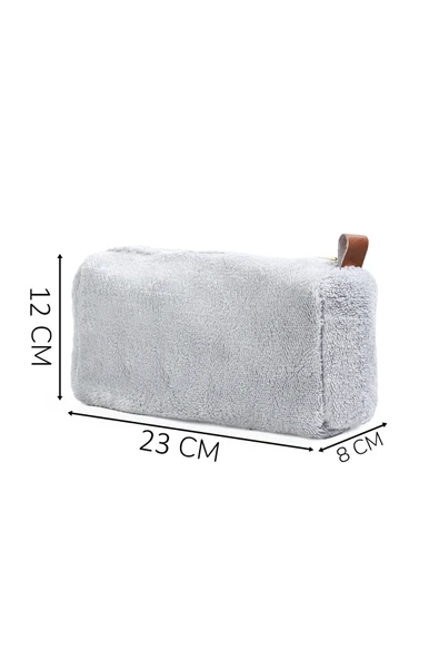 Ayıcı Oyuncak Yumuşak Peluş Makyaj Çantası - Şık ve Kullanışlı Kadın Kozmetik Çantası - Resim 5