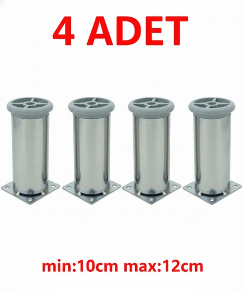 LUDIA Metal Ayarlanabilir 4 Adet Mobilya Ayağı Metal Tablalı 10cm ürün görseli