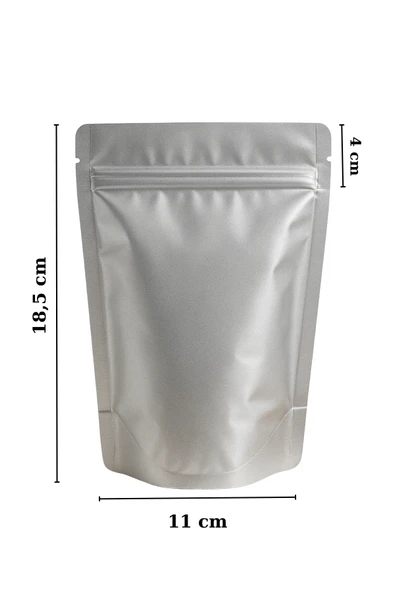 Kilitli Alüminyum Doypack Kahve Kuruyemiş Bakliyat Baharat Saklama Torbası 11x18,5 cm 25Li - Resim 6