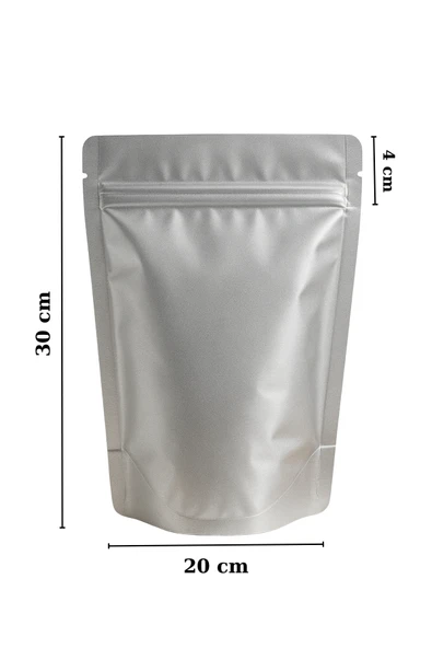 Kilitli Alüminyum Doypack Kahve Kuruyemiş Bakliyat Kedi Köpek Kuş Yemi Saklama Torbası 20x30 cm 25Li - Resim 6