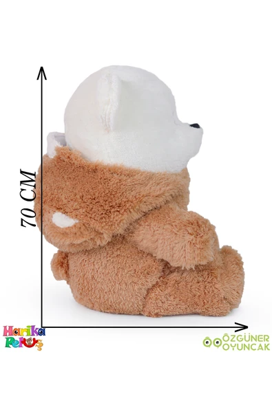 Ayıcı Oyuncak Uykumcuk Gold Kapşonlu Peluş Ayı Sevgiliye Özel 70 Cm (%100 YERLİ) - Resim 7