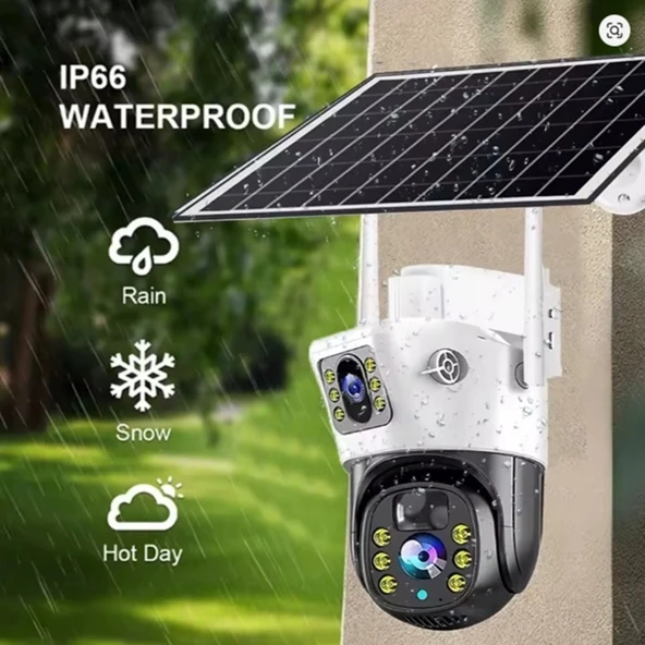 OKAM 7015 4G 6mp Dual Lens Güneş Panelli Solar Sirenli Güvenlik Kamerası - Resim 2