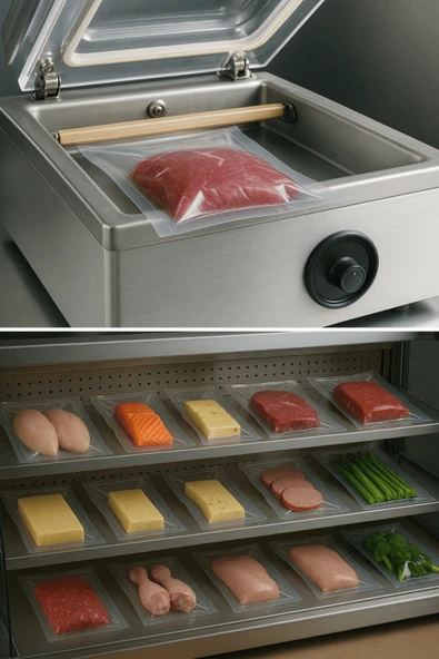 Endüstriyel Vakum Poşet Torba Et Tavuk Peynir Gıdayla Temasa Uygun 65 Mikron Düz 21x17 cm 50 Adet - Resim 7