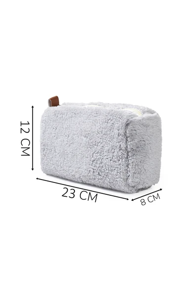 Ayıcı Oyuncak Yumuşak Peluş Makyaj Çantası - Şık ve Kullanışlı Kadın Kozmetik Çantası - Resim 5