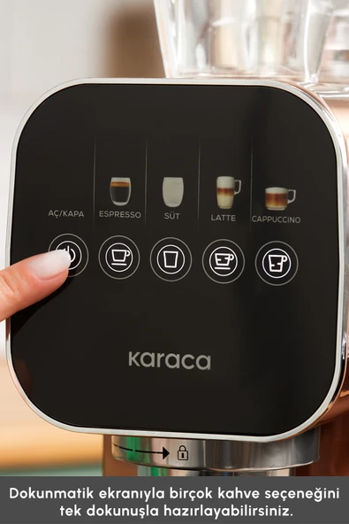 Karaca Mycaffee Barista S20 Entegre Süt Hazneli Otomatik Espresso ve Latte Makinesi Copper - Resim 5