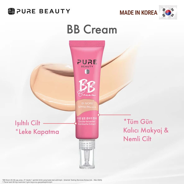 Pure Beauty, BB Krem, SPF50, PA++++, Natural - 30 ml, 2'li Set  (Yeni Ürün 4+) - Resim 3