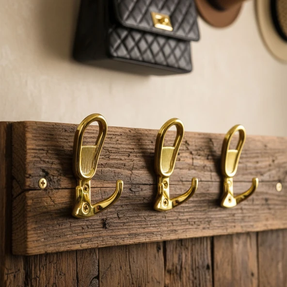 Yunus Gold Altın Askı Askılık Duvar Vidalı Çanta Elbise Asma Portmanto Vestiyer Banyo Mutfak Askısı - Resim 3