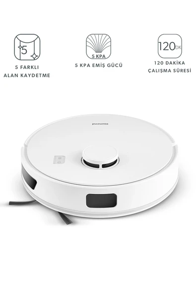 Homend Alex Laser 1291h Moplu Ve Haritalamalı Akıllı 5 Kpa Robot Süpürge Beyaz - Resim 2