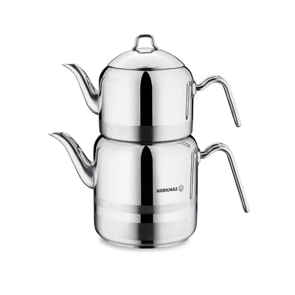 Korkmaz A114 Largo Çelik Çaydanlık Takımı Metal - Resim 2