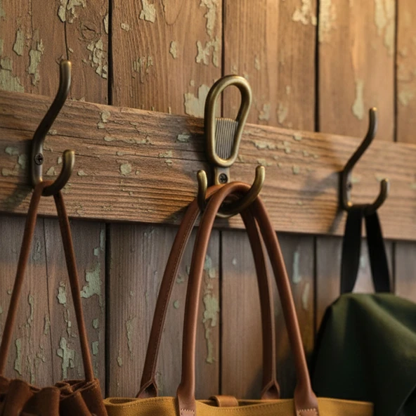 Yunus Antik Sarı Askı Askılık Duvar Vidalı Çanta Elbise Asma Portmanto Vestiyer Banyo Mutfak Askısı - Resim 2