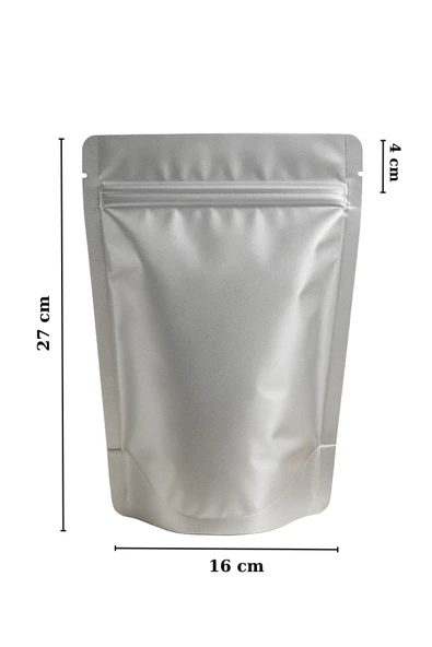 Kilitli Alüminyum Doypack Kahve Kuruyemiş Bakliyat Kedi Köpek Kuş Yemi Saklama Torbası 16x27 cm 25Li - Resim 6