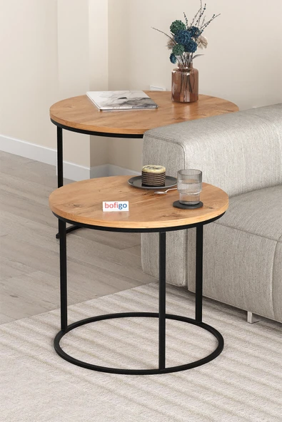 Bofigo 2li Orta Sehpa Zigon Sehpa Yan Sehpa Kahve Sehpası Hilal Çam - Resim 3