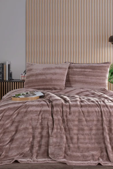 ZEBRACASA Cozy Çift Kişilik Pudra Battaniye Takımı ürün görseli 1