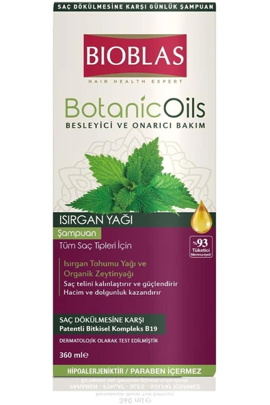 Bioblas Botanic Oils Sarımsak Özlü ve Isırgan Yağlı 360 ml Şampuan x 2 li Karma Paket - Resim 3
