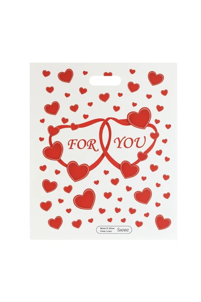 Güçlendirilmiş El Geçmeli Takviyeli Mağaza Poşeti Elit For You Kalp Baskı No 5 47x57,5 cm 50 Adet - Resim 4
