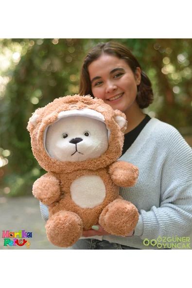 Ayıcı Oyuncak Uykumcuk Gold Kapşonlu Peluş Ayı Sevgiliye Özel 70 Cm (%100 YERLİ) - Resim 3