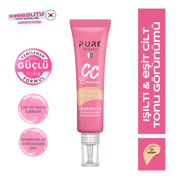 Pure Beauty, CC Krem, SPF50, PA++++, Ivory - 30 ml (Yeni Ürün 4+) ürün görseli