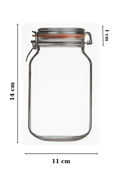 Elit Kavanoz Tasarım Kilitli Şeffaf Doypack Kahve Kuruyemiş Bakliyat Saklama Torbası 11x14 cm 10Lu - Resim 5