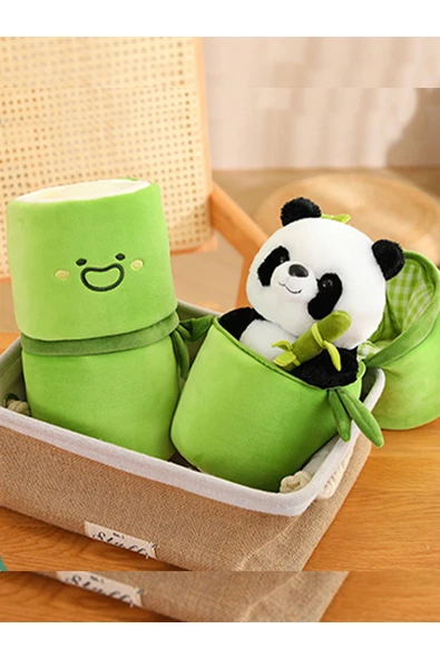 Ayıcı Oyuncak Yeşil Çantalı Panda Sevgiliye Özel 50 CM - Resim 2