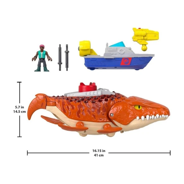 Imaginext Jurassic World Rebirth Aquachomp Chase Mosasaurus JFR23 Lİsanslı Ürün - Resim 3