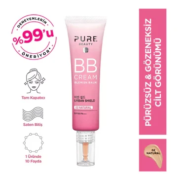 Pure Beauty, BB Krem, Spf50, Pa+++, Natural - 30 ml ürün görseli