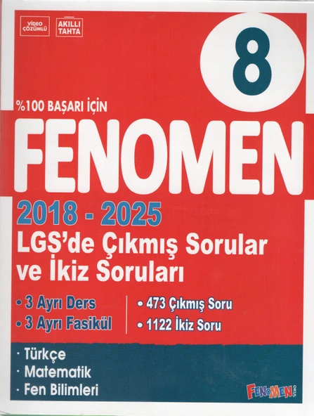 Fenomen 8. Sınıf Çıkmış Sorular ve İkiz sorular Türkçe + Matematik+Fen (2018-2025) - Resim 3