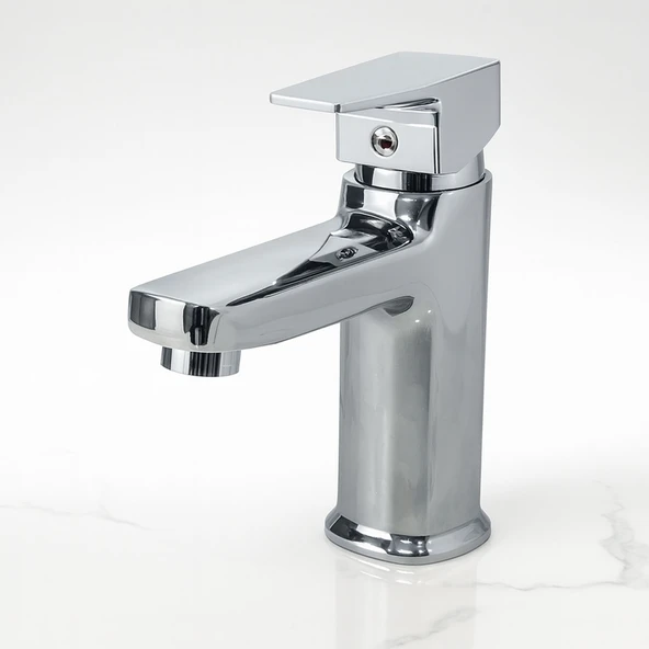 Krom Lavabo Bataryası Paslanmaz Gövde Tek Kollu Sıcak Soğuk Su Ayarlı Şık Modern Musluk ürün görseli