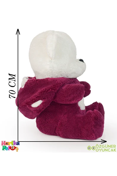 Ayıcı Oyuncak Uykumcuk Gold Kapşonlu Peluş Ayı Sevgiliye Özel 70 Cm (%100 YERLİ) - Resim 7