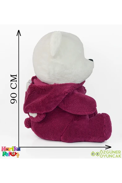 Ayıcı Oyuncak Uykumcuk Gold Kapşonlu Peluş Ayı Sevgiliye Özel 90 Cm (%100 YERLİ) - Resim 6