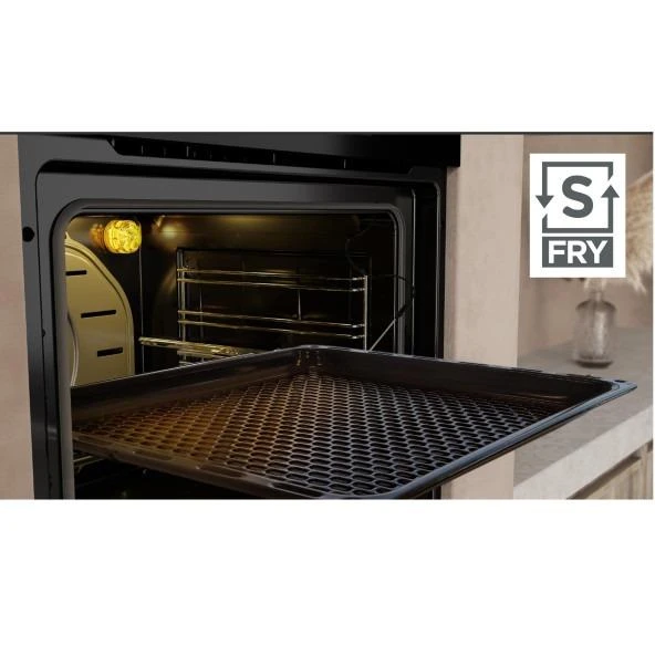 Silverline BO65P4B01 Buhar Destekli + Airfryer Özellikli Siyah Cam Ankastre Fırın - Resim 2