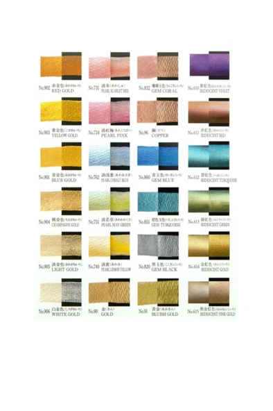 Kuretake Gansai Tambi Metalik Yaldız Tablet Sulu Boya Seti 24 Renk Set MC20/24V/NW3 - Resim 4