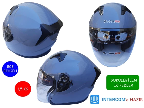 KASK LSS ÇENESİZ VİZÖRLÜ NARDO GRİ M BEDEN ürün görseli
