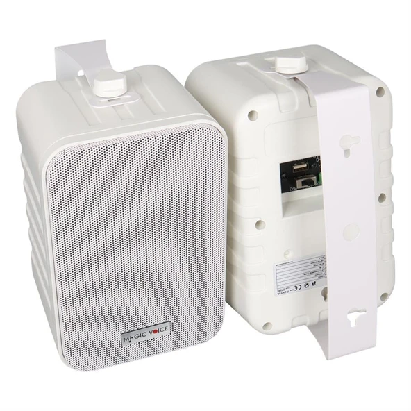 Magicvoice F-LHY4A 4 İnç 10 Cm Hat Trafolu Duvar Tipi Sütun Okul Cami Hoparlör 10W RMS 150W Peak MP3 USB Uyumlu Çiftli Takım Set - Resim 2