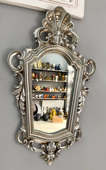Dekoratif Ayna Duvar Aynası Gümüş Otantik ürün görseli 1
