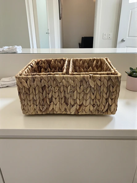 MyBru Çok Amaçlı 3'lü Hasır Sepet - Resim 4