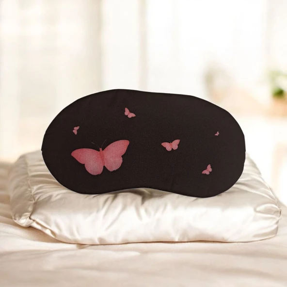 Işığı Geçirmez Yumuşak Rahat Kelebek Desenli Uyku Bandı Uyku Gözlüğü Araba Ev Ofis Spa Meditasyon Göz Bandı ürün görseli 1