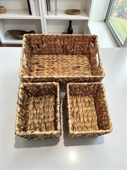 MyBru Çok Amaçlı 3'lü Hasır Sepet - Resim 7