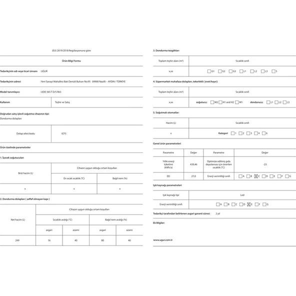 Uğur Udd 365 T D/s R63 C Enerji Sınıfı 249 Lt Sandık Tipi Derin Dondurucu - Resim 4