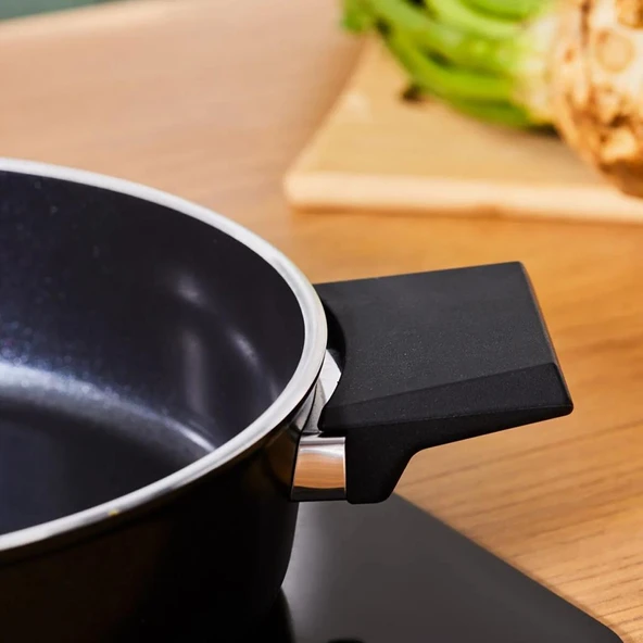 KARACA SWISS CRYSTAL 30 CM KARNIYARIK TENCERE BLACK - Resim 2