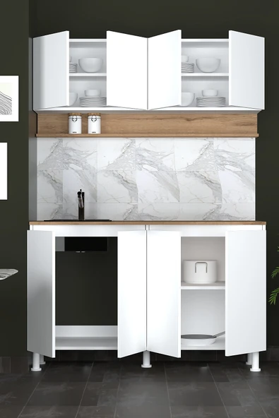 140 cm Venda Mutfak Dolabı, Mini Mutfak Dolabı, Çok Amaçlı Dolap - Resim 2