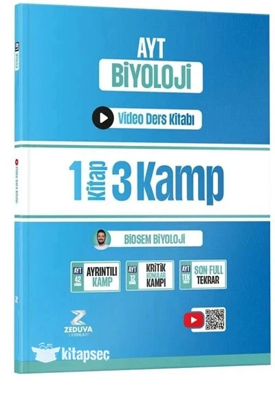 AYT BİYOLOJİ VİDEO DERS KİTABI 1 KİTAP 3 KAMP ZEDUVA YAYIN ürün görseli 1