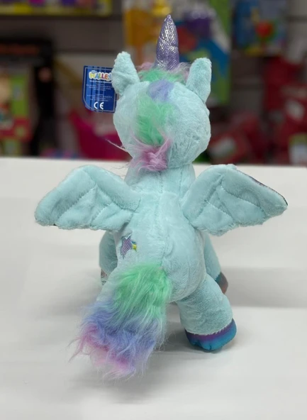 Oyuncak Peluş Kanatlı Unicorn Tek Boynuzlu At Mint Su Yeşili 30 CM - Resim 4