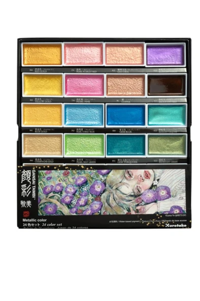 Kuretake Gansai Tambi Metalik Yaldız Tablet Sulu Boya Seti 24 Renk Set MC20/24V/NW3 ürün görseli 1