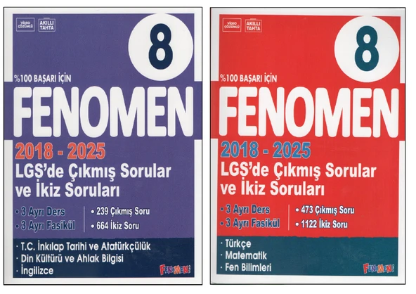 Fenomen 8. Sınıf Çıkmış Sorular ve İkiz sorular Tüm Dersler (2018-2025) - Resim 2
