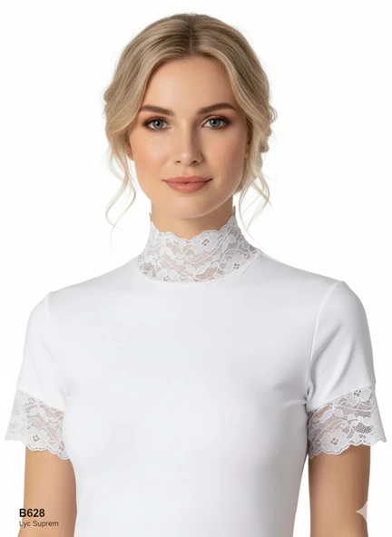 Şahinler Bayan Dantelli Yarım Kollu Bluz B628 ürün görseli