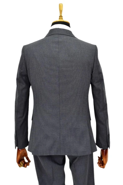 Erkek Silim Fit Yelekli Çift Yırtmaçlı Takım Elbise BGL-ST04737 - Resim 10