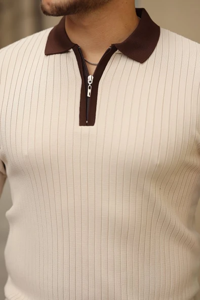 Erkek Kol Ve Yaka Detaylı Uzun Kollu Triko - Resim 3