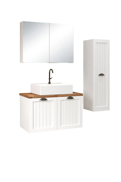 %100 MDF - 80 cm Aren Banyo Dolabı + 30 cm Aren Boy Dolabı - Resim 5