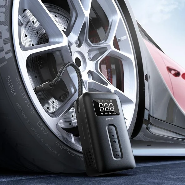 UGREEN Lastik Şişirme Cihazı Taşınabilir Hava Kompresörü 150PSI Hava Pompası Akülü LED Işıklı Arabalar, Bisikletler, Motosikletler ve Toplar İçin Kablosuz Lastik Pompası, 15951 - Resim 3